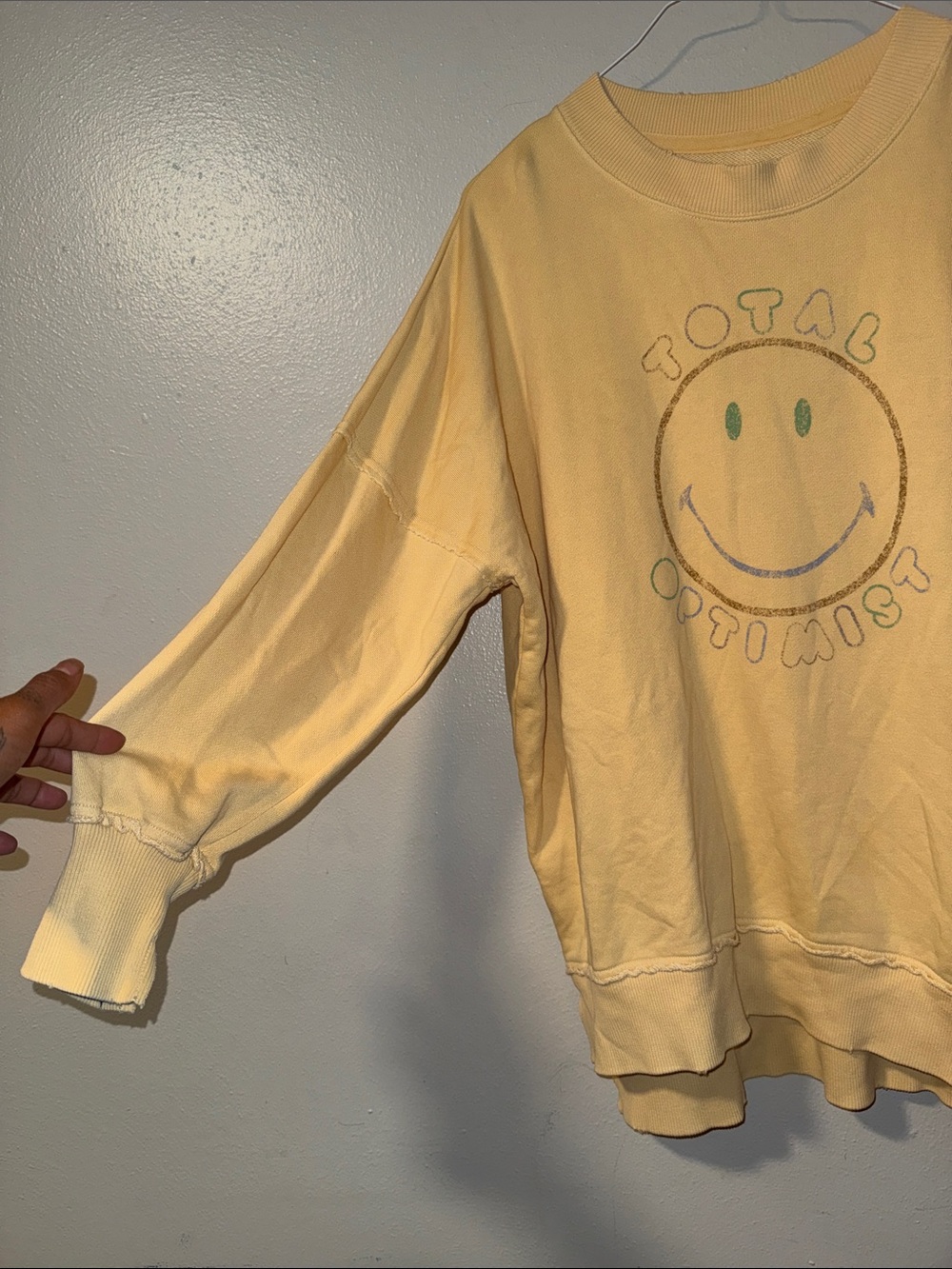 aerie Yellow Crewneck Smiley Pullover - Picture 2 of 7